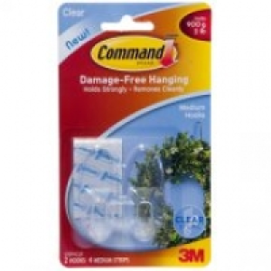 3M Clear Medium Hooks With Command Strips (Pack of 2)