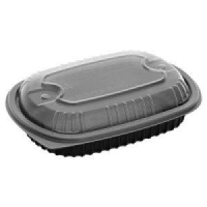 24oz Black Microwavable Container With Clear Lid (25 per pac