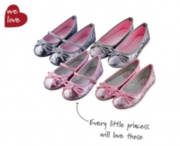 Girls Glitter Ballerina Pumps