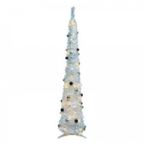 Slim Pop-up Tree with Decorations White 6 Foot