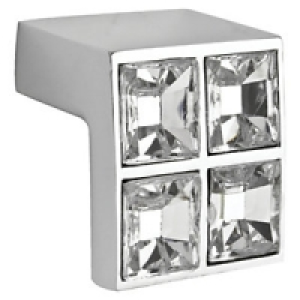 Wickes Acrylic Diamond Square Knob Chrome 25mm 4 Pack