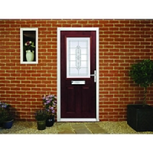 Wickes Avon Composite Door Rosewood 2 Panel 2100X840mm Left