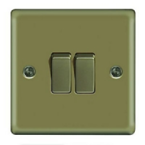 Wickes 10A Light Switch 2 Gang 2 Way Pearl Nickel Raised Pla