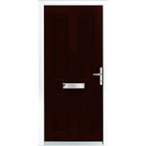 Wickes London Composite Door Black 4 Panel 2100X880mm Left O