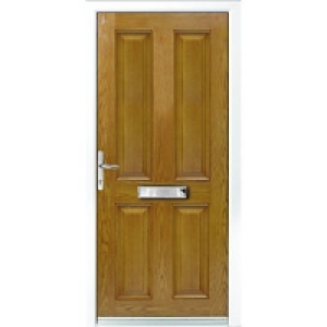 Wickes London Composite Door Oak 4 Panel 2100X880mm Right Op