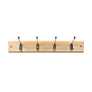Wickes Hat and Coat Hook Rack Pine & Chrome Plated