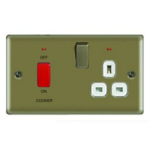 Wickes 45A Cooker Switch & 13A Socket Pearl Nickel Raised Pl