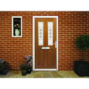 Wickes Malton Composite Door Oak 2 Panel 2100X880mm Left Ope