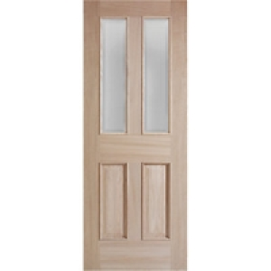 Wickes Denham Internal Oak Veneer Door Glazed 4 Panel 1981x6