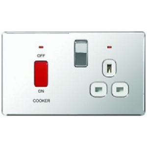 Wickes 45A Cooker Switch & 13A Socket Polished Chrome Screwl