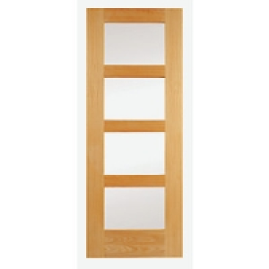Wickes Marlow Internal Oak Veneer Door Clear Glazed 4 Panel  £135.00