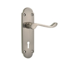 Wickes Cuba Victorian Shaped Lock Handle Satin Nickel Finish £9.71