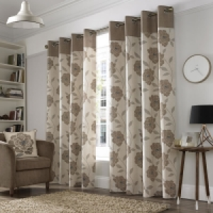 Wilko  Wilko Molly Floral Eyelet Curtains Natural 117cm x 183cm