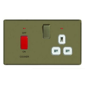 Wickes 45A Cooker Switch & 13A Socket Pearl Nickel Screwless £29.99