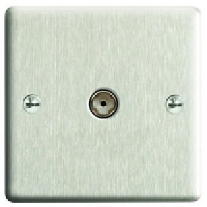 Wickes Coaxial Socket 1 Gang Brushed Steel Raised Plate £10.49