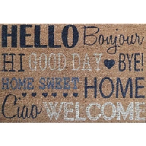 Primeur PVC Coir Welcome Hello/Bonjour Doormat
