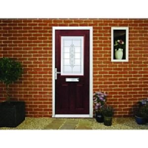 Wickes Avon Composite Door Black 2 Panel 2100X880mm Right Op