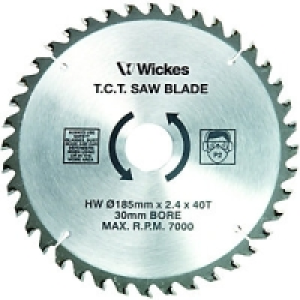 Wickes 40 Teeth Fine Cut Circular Saw Blade 185x30mm