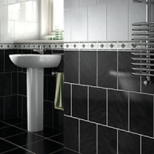 Wickes Carrara Black Gloss Ceramic Wall Tile 297x197mm £10.39