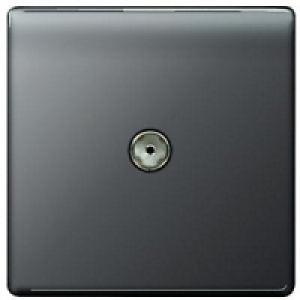 Wickes Coaxial Socket 1 Gang Black Screwless Flat Plate