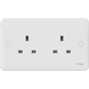 Lisse 2 Gang 13A Unswitched Socket White