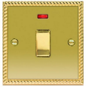 Wickes 20A Light Switch + LED 1 Gang Polished Georgian Brass £12.99
