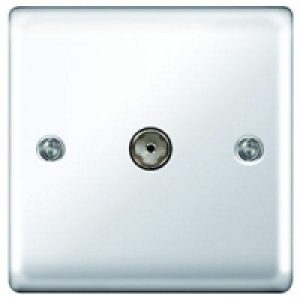 Wickes Coaxial Socket 1 Gang Polished Chrome Raised Plate £10.49
