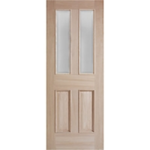 Wickes Denham Internal Oak Veneer Door Glazed 4 Panel 1981x7
