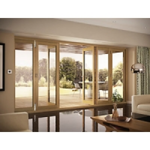 Wickes Eden Oak Veneer Folding Patio Door 14ft Wide Reversib