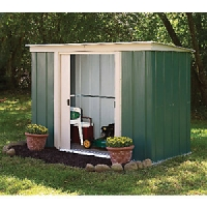 Rowlinson Metal Apex Shed with Floor Green and White 10 x 8