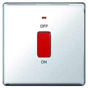 Wickes 45A Cooker Switch 1 Gang Polished Chrome Screwless Fl