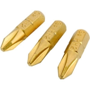 Wickes Titanium Screwdriver Bit Phillips No2 25mm Pack 3