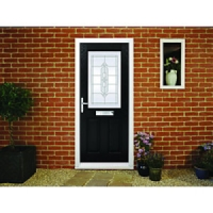 Wickes Avon Composite Door Black 2 Panel 2100X920mm Right Op
