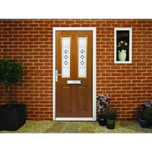 Wickes Malton Composite Door Oak 2 Panel 2100X840mm Right Op