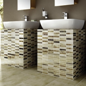 Wickes Milano Beige & Brown Polished Marble Brick Mosaic Til