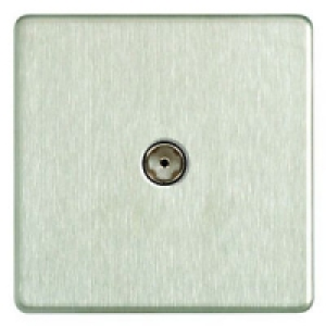 Wickes Coaxial Socket 1 Gang Brushed Steel Screwless Flat Pl £17.99
