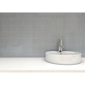 Wickes Cosmopolitan Gloss Grey Ceramic Wall Tile 100x200mm