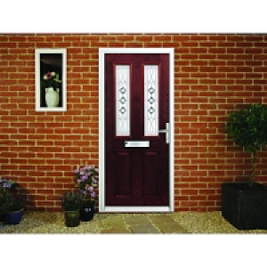 Wickes Malton Composite Door Rosewood 2 Panel 2100X840mm Lef