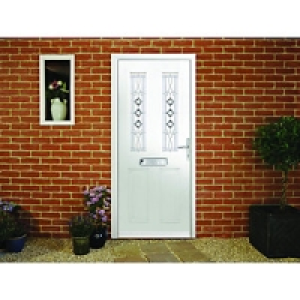 Wickes Malton Composite Door White 2 Panel 2100X880mm Left O