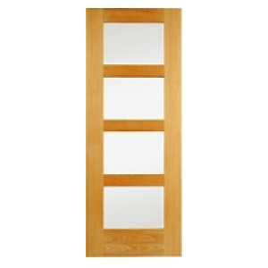 Wickes Marlow Internal Oak Veneer Door Clear Glazed 4 Panel  £125.00