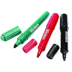 Wickes Permanent Twin Tip Marker Pens Pack 3 &pound;2.99