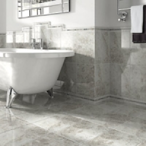Wickes Cappuccino Light Grey Gloss Ceramic Border Tile 275x5 £15.99