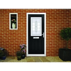 Wickes Avon Composite Door Black 2 Panel 2100X880mm Left Ope