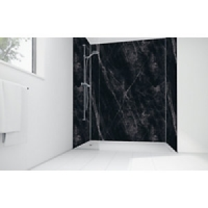 Wickes Black Calacatta Laminate 900x900mm 3 Sided Shower Pan