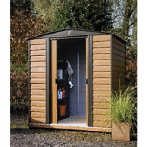 Rowlinson Woodvale Metal Apex Shed with Floor Brown 6 x 5 ft