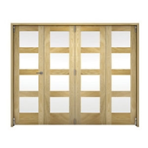 Wickes Ashton Internal Folding Door Oak Veneer Glazed 4 Lite