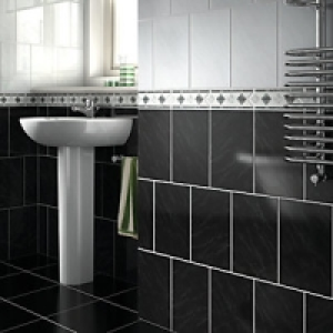 Wickes Caceres Grey Gloss Ceramic Border Tile 200x75mm £15.99
