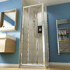 Wickes Square Bi-Fold Semi Frameless Recess Door Chrome 800m