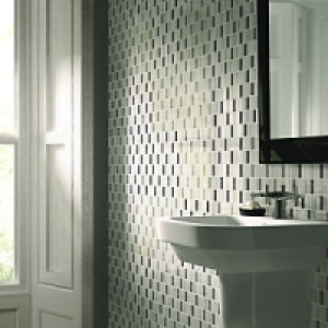 Wickes Monaco Black & White Polished Marble Mosaic Tile 305x