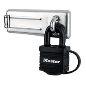 Master Lock 7804704EURD Steel Hasp & Weather Tough Laminated